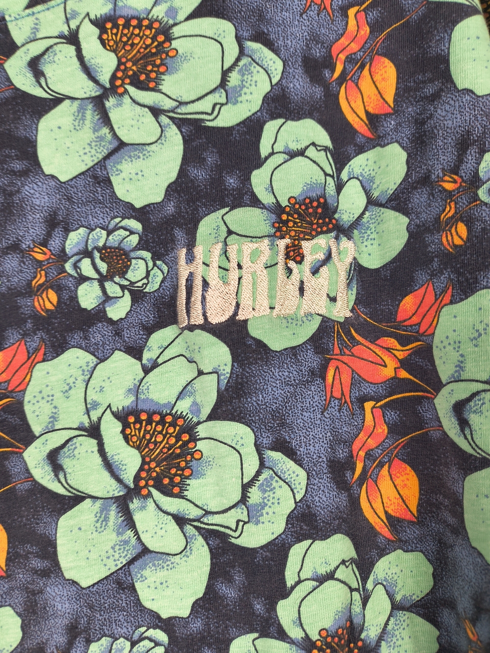 Hurley Shirt Mens XXL Blue Kirra Tropical Floral Short Sleeves Cotton Casual - Picture 6 of 10